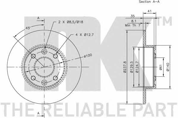 NK 203906 Unventilated front brake disc 203906