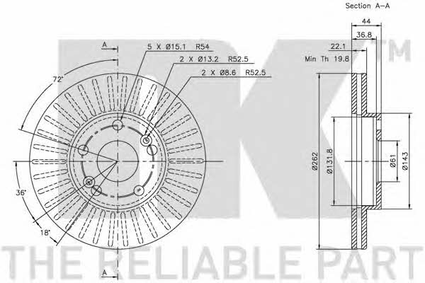 NK 203912 Front brake disc ventilated 203912