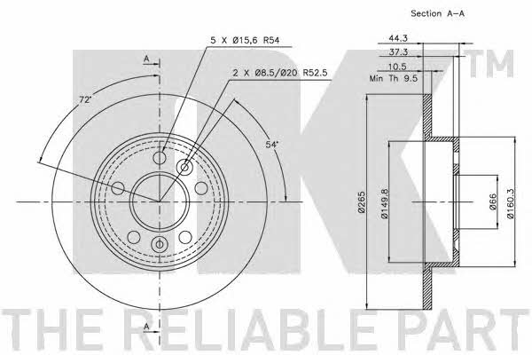 NK 203915 Rear brake disc, non-ventilated 203915