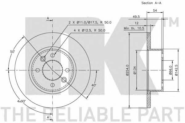 NK 203924 Rear brake disc, non-ventilated 203924
