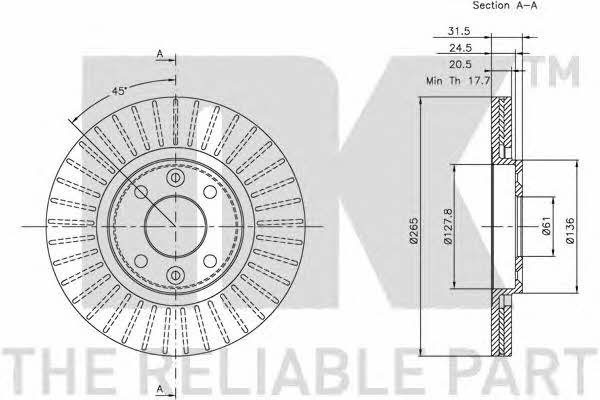 NK 203926 Front brake disc ventilated 203926