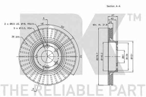 NK 203930 Front brake disc ventilated 203930