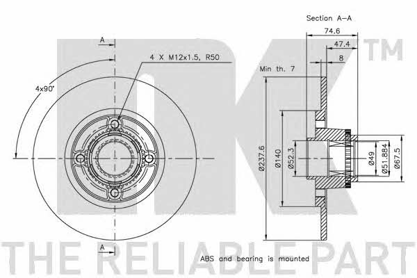 NK 203945 Rear brake disc, non-ventilated 203945