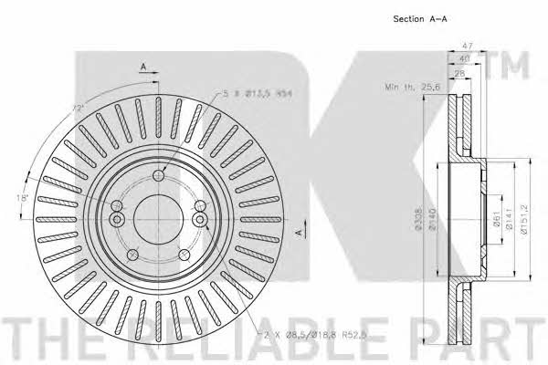 NK 203961 Front brake disc ventilated 203961