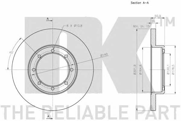 NK 203979 Rear brake disc, non-ventilated 203979