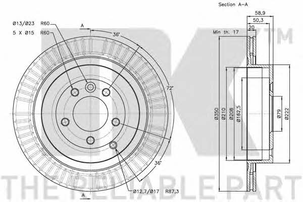 NK 204029 Rear ventilated brake disc 204029