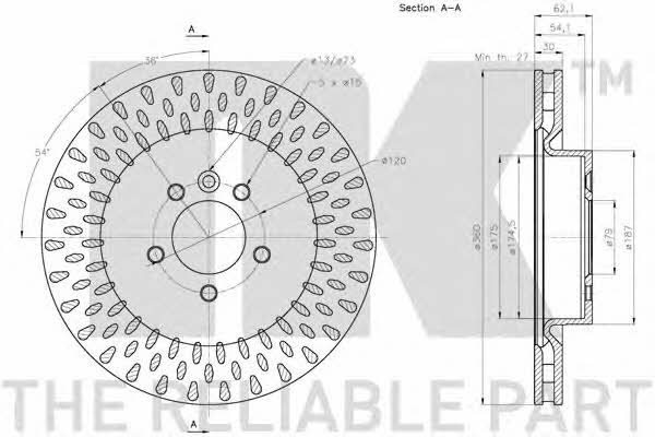 NK 204037 Front brake disc ventilated 204037