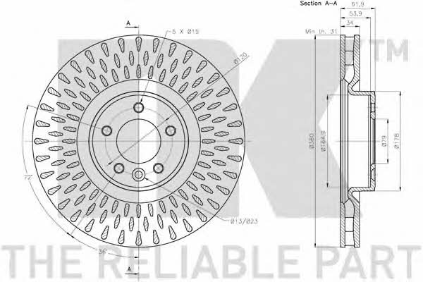 NK 204042 Front brake disc ventilated 204042