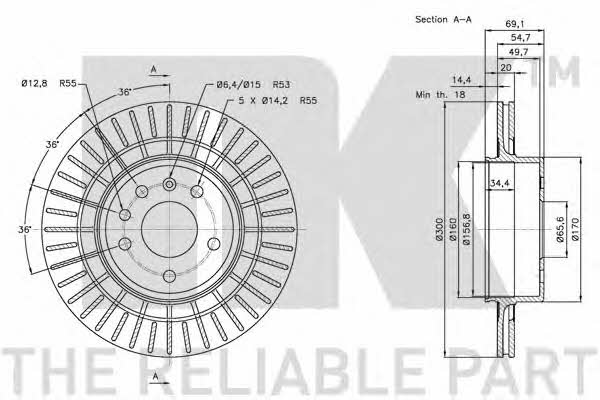 204111 NK Rear vented brake disc