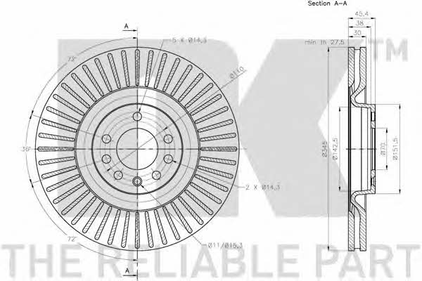 NK 204112 Front brake disc ventilated 204112