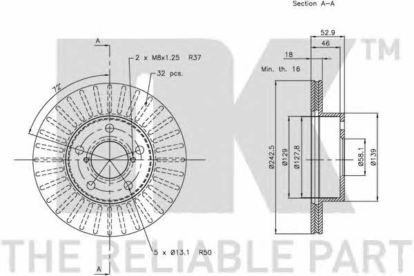 NK 204409 Front brake disc ventilated 204409