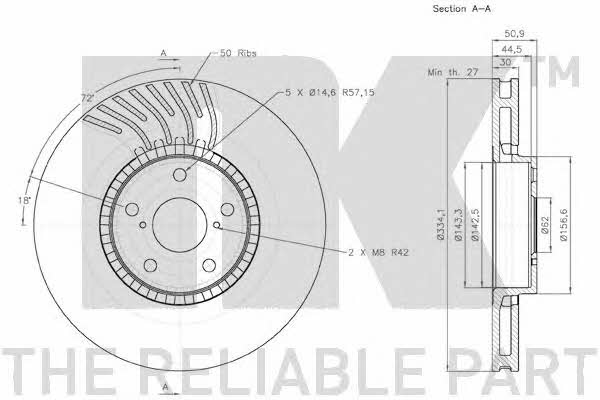 NK 2045104 Front brake disc ventilated 2045104