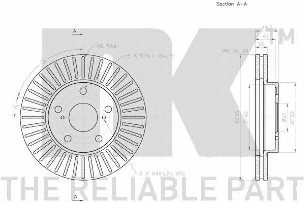 NK 2045120 Front brake disc ventilated 2045120