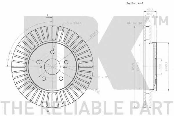 NK 2045168 Front brake disc ventilated 2045168