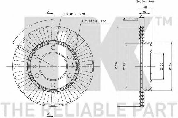 NK 204522 Front brake disc ventilated 204522