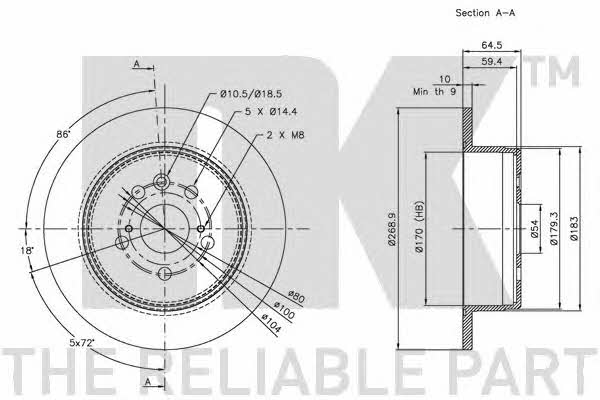 NK 204533 Rear brake disc, non-ventilated 204533