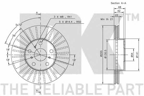 NK 204536 Front brake disc ventilated 204536