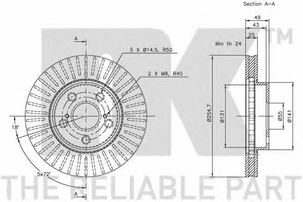 NK 204539 Front brake disc ventilated 204539
