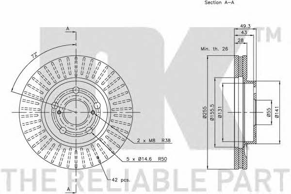 NK 204540 Front brake disc ventilated 204540