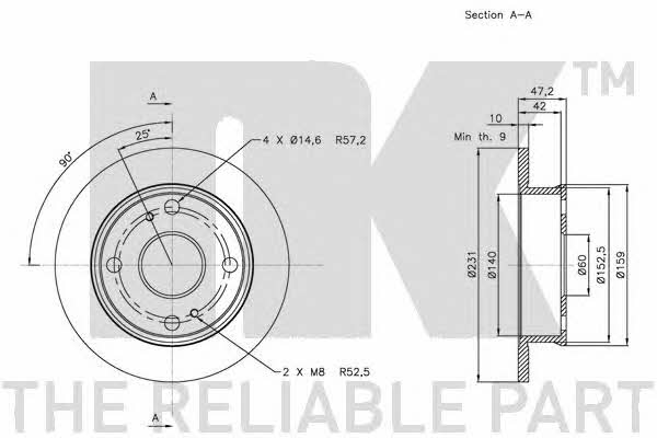NK 204553 Rear brake disc, non-ventilated 204553