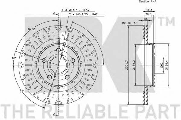 NK 204562 Front brake disc ventilated 204562