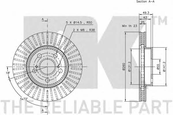 NK 204564 Front brake disc ventilated 204564