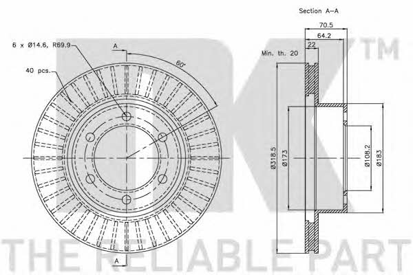 NK 204577 Front brake disc ventilated 204577