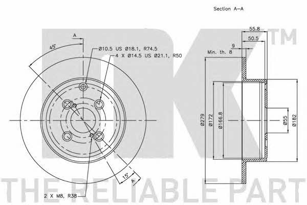 NK 204585 Rear brake disc, non-ventilated 204585
