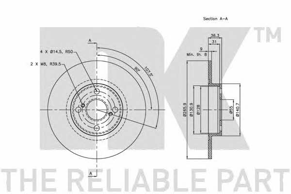NK 204587 Rear brake disc, non-ventilated 204587