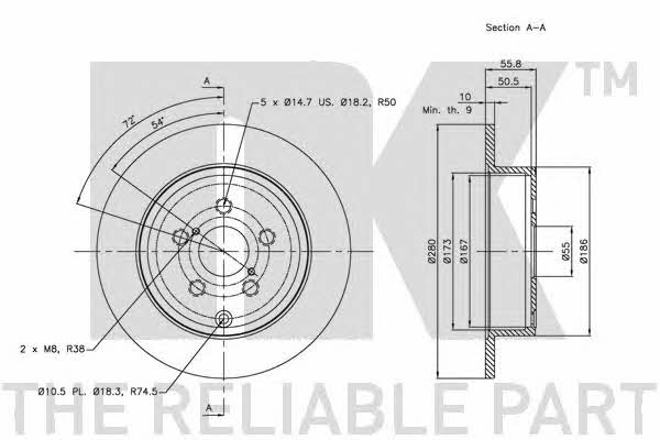 NK 204589 Rear brake disc, non-ventilated 204589