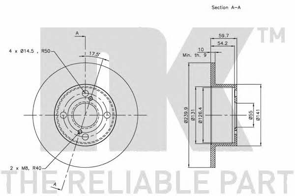 NK 204599 Rear brake disc, non-ventilated 204599