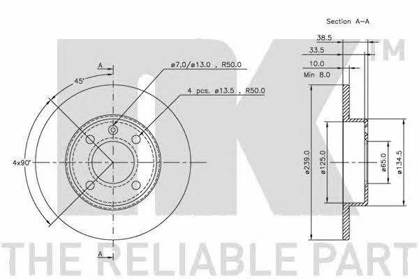 NK 204704 Unventilated front brake disc 204704