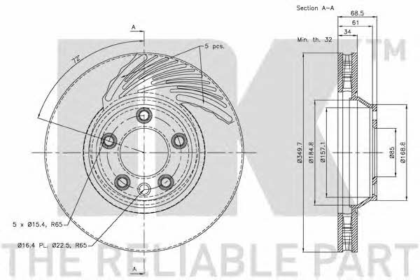 NK 2047103 Front vented brake disc 2047103 2047103 NK Front vented brake disc