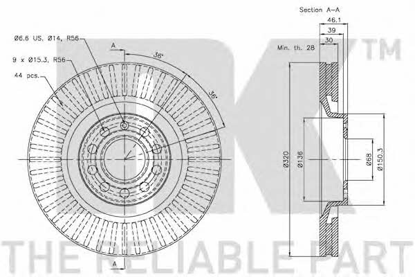 Front brake disc ventilated NK 2047107