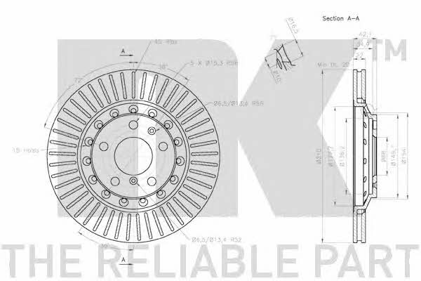 NK 2047126 Rear ventilated brake disc 2047126