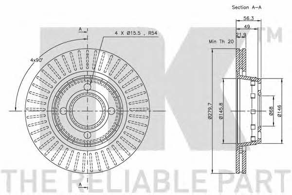 NK 204740 Front brake disc ventilated 204740