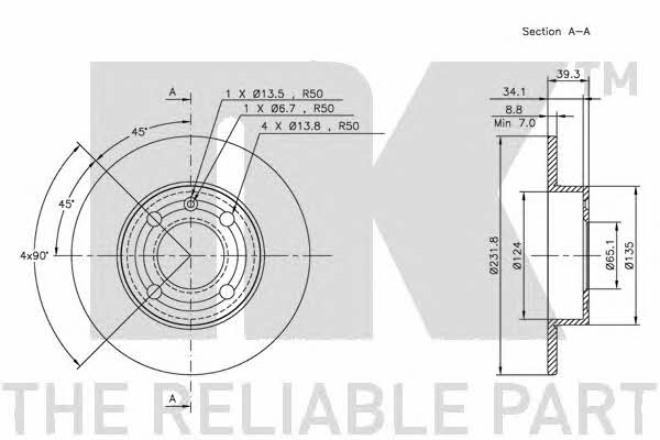 NK 204771 Rear brake disc, non-ventilated 204771
