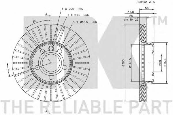 NK 204772 Front brake disc ventilated 204772