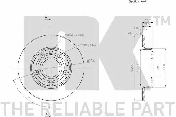 NK 204778 Rear brake disc, non-ventilated 204778