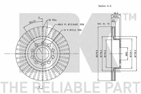 Front brake disc ventilated NK 204787