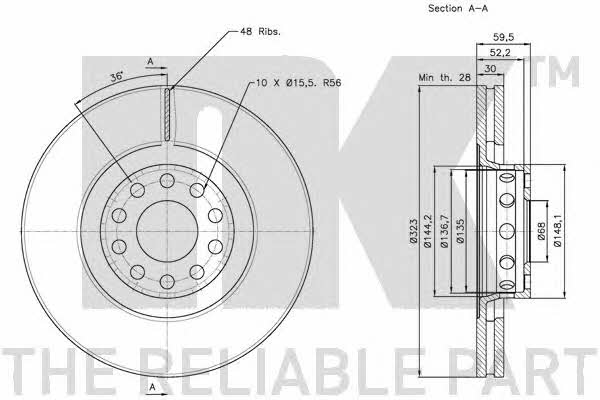NK 204791 Front brake disc ventilated 204791