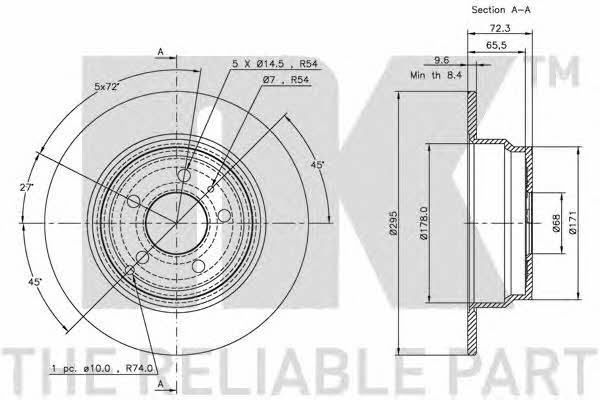 NK 204833 Rear brake disc, non-ventilated 204833