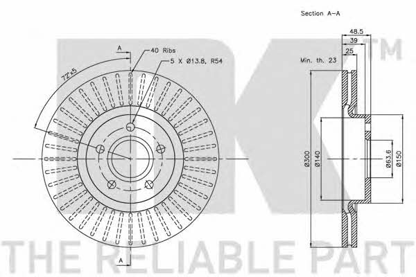 NK 204849 Front brake disc ventilated 204849