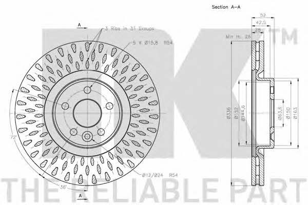 NK 204856 Front brake disc ventilated 204856