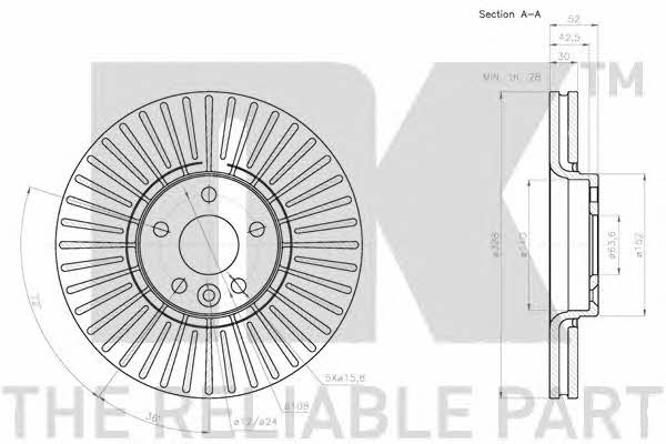 NK 204860 Front brake disc ventilated 204860