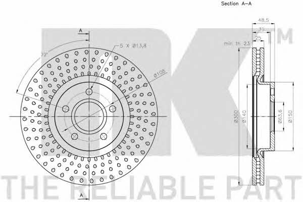 NK 204864 Front brake disc ventilated 204864