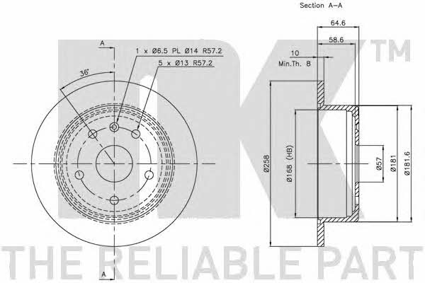NK 205005 Rear brake disc, non-ventilated 205005