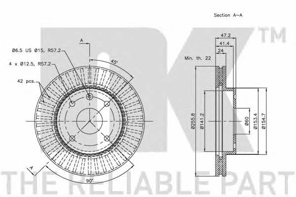 NK 205010 Front brake disc ventilated 205010