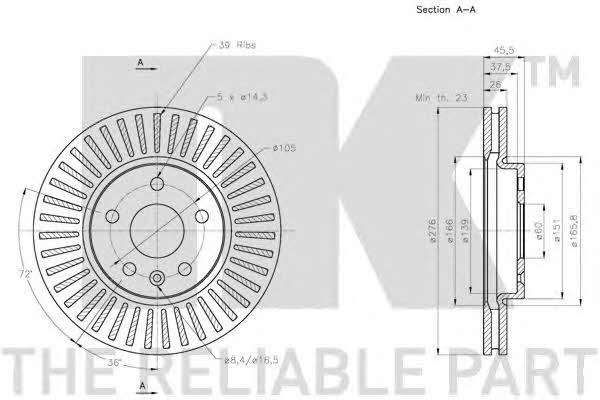 NK 205013 Front brake disc ventilated 205013