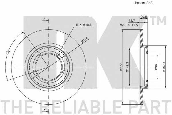 NK 205107 Unventilated front brake disc 205107